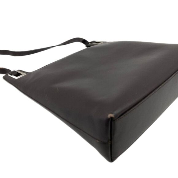 Gucci - Dark Brown Structured Leather & Silver Accent Vintage Shoulder Bag VGUC - Picture 3 of 12